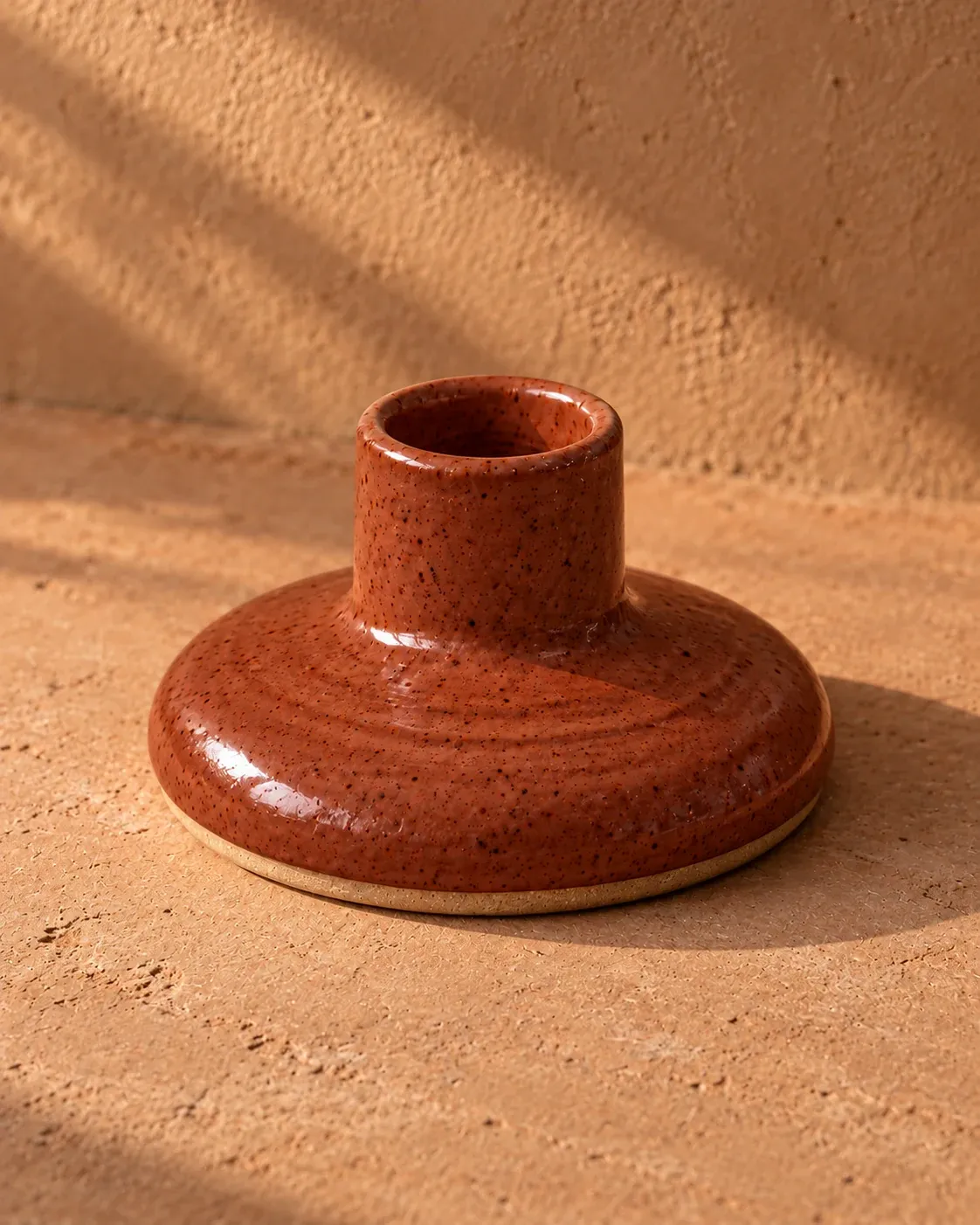 Candle Holder in Clay, a muted terracotta glaze