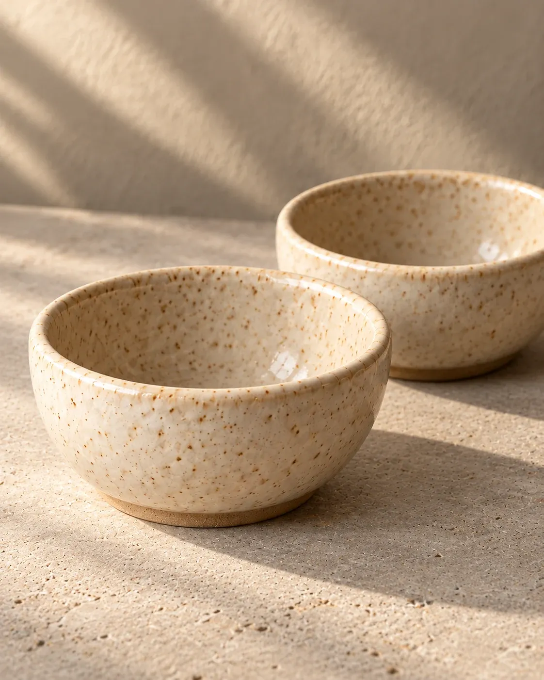 Oat glaze detail of Pinch Pair, the two-bowl pair